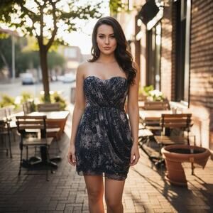 BCBGeneration Grey Smoke Chiffon Dress Size 2